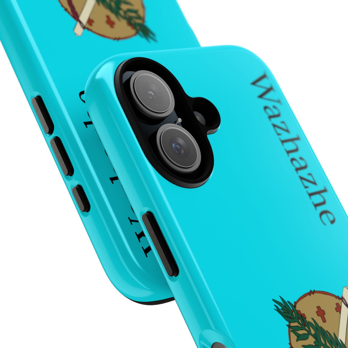 Osage Phone Case — Wazhahze Tribal Shield Design (Native Feather & Tomahawk)