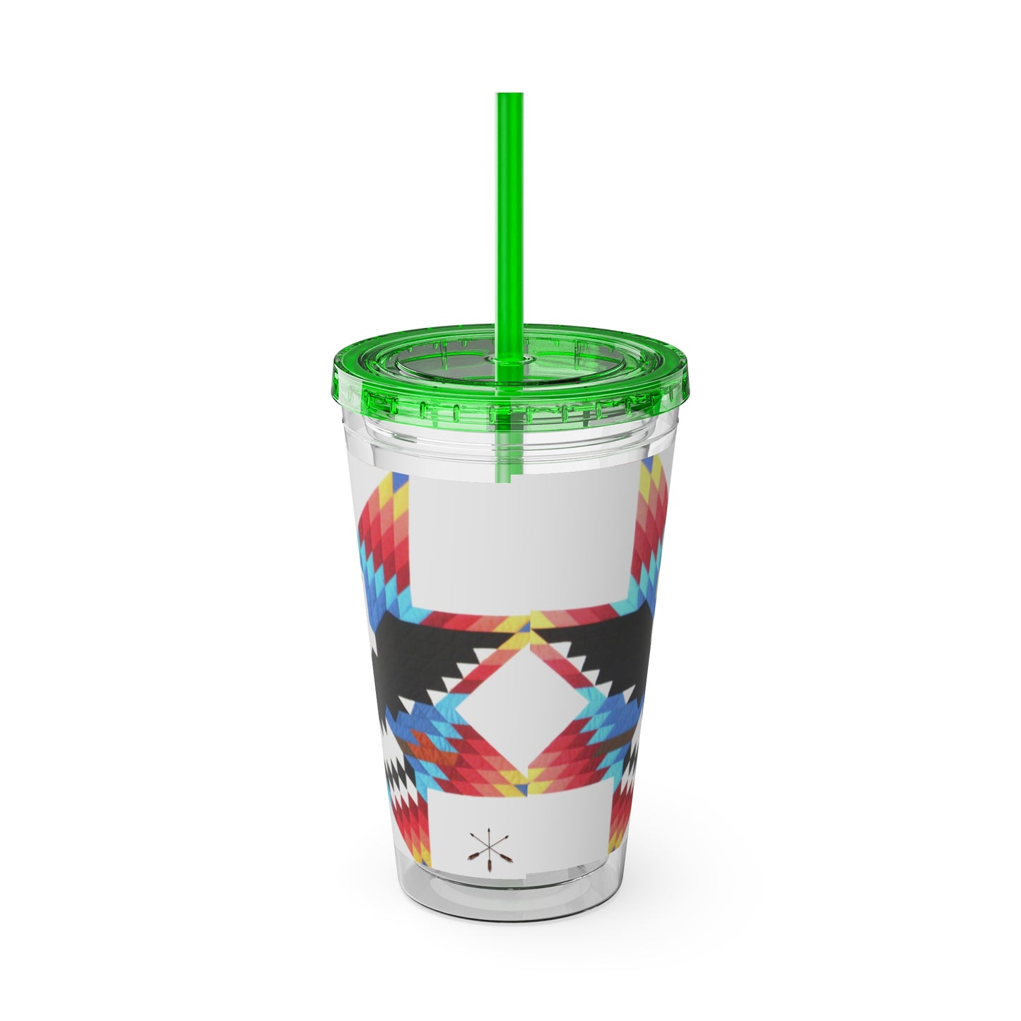 Onci 16oz Sunsplash Tumbler with Straw — Southwestern Eagle Pattern, Insulated Travel Cup