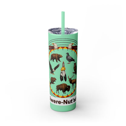 Otoe Missouria Native Animal Medicine Wheel 20oz Skinny Tumbler with Straw