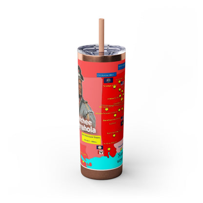 Opothleyahola Skinny Tumbler – Colorful Native American Portrait Design, 20oz Stainless Straw Cup
