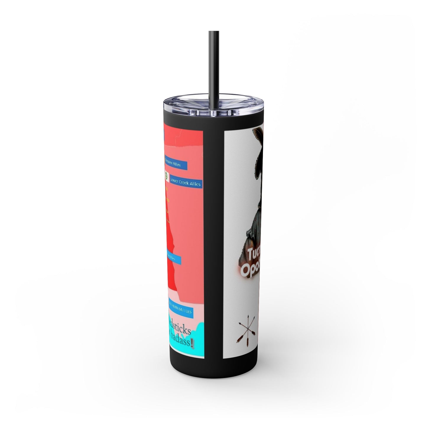 Opothleyahola Skinny Tumbler – Colorful Native American Portrait Design, 20oz Stainless Straw Cup