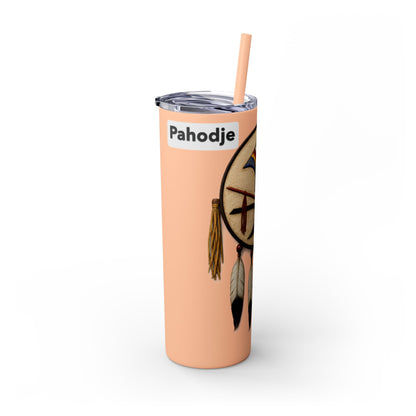 Iowa 20oz Skinny Tumbler with Native Dreamcatcher Design - 'Pahodje' Travel Straw Cup