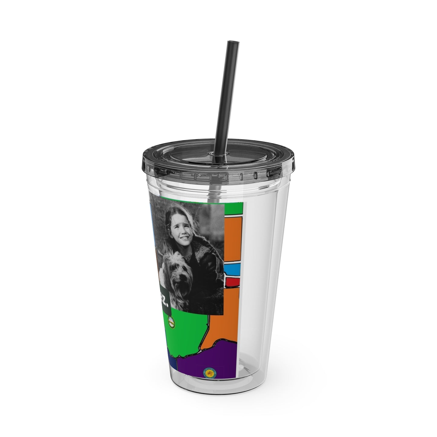 Sunsplash 16oz Tumbler with Straw — 'Half-Pint Illegally on Osage Rez' Graphic