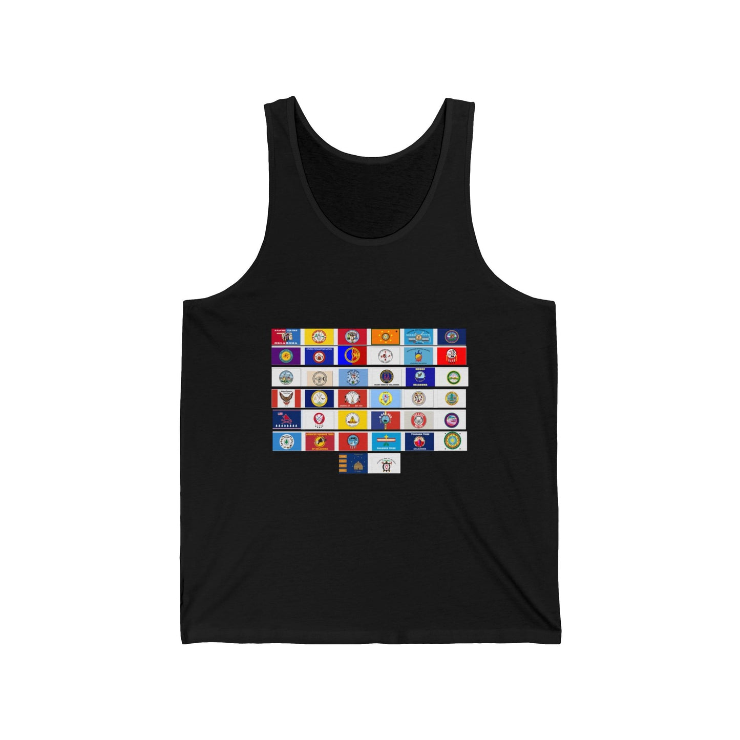 Flag Grid & Arrow Minimalist Tank Top — Graphic Travel & Adventure Muscle Tee