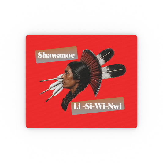 Absentee Shawnee Shawanoe Li-Si-Wi-Nwi Native Headdress Rectangular Mouse Pad — Red Tribal Desk Mat