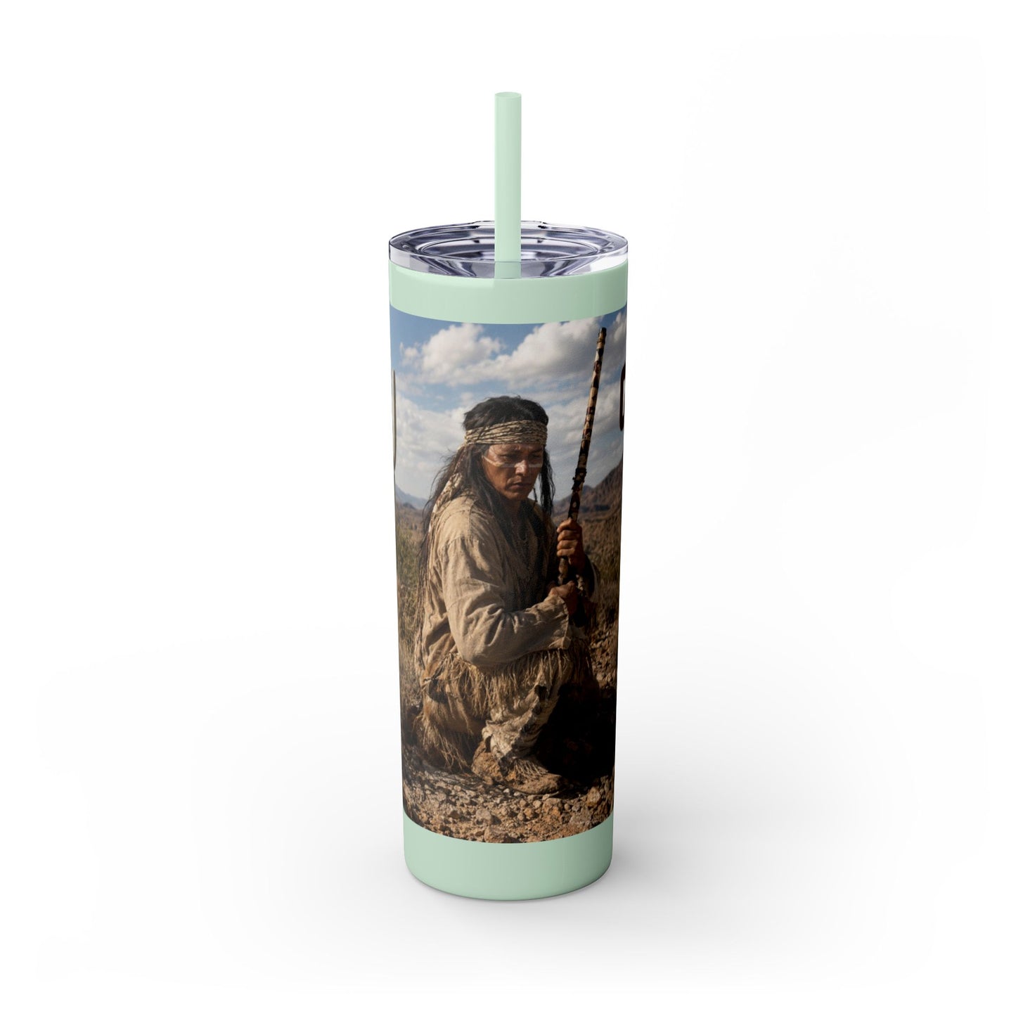 Ft. Sill Apache 20oz Skinny Tumbler with Desert Native Warrior Photo Wrap