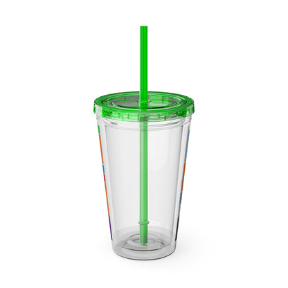 Sunsplash 16oz Tumbler with Straw — 'Half-Pint Illegally on Osage Rez' Graphic