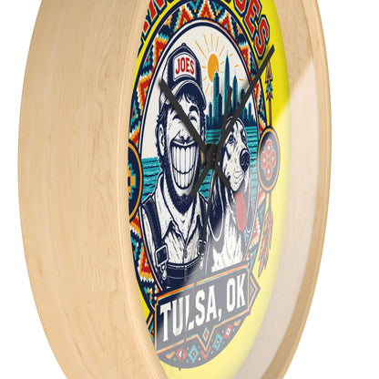 Anglo Joes Tulsa OK Decorative Wall Clock — Retro Cityscape Dog Logo