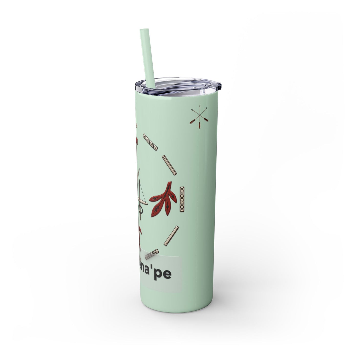 Delaware East Personalized 20oz Skinny Tumbler with Straw — Custom Name Tribal Crest Design