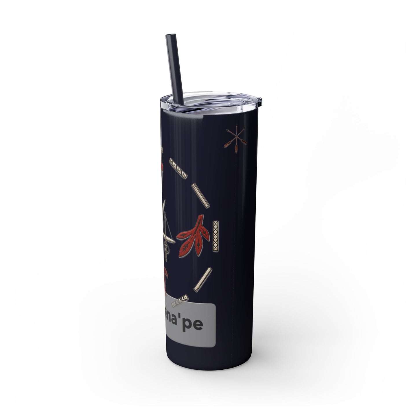 Delaware East Personalized 20oz Skinny Tumbler with Straw — Custom Name Tribal Crest Design