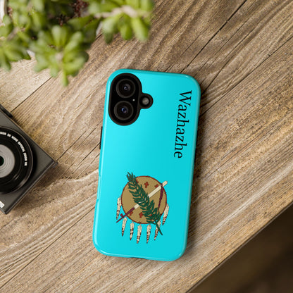 Osage Phone Case — Wazhahze Tribal Shield Design (Native Feather & Tomahawk)