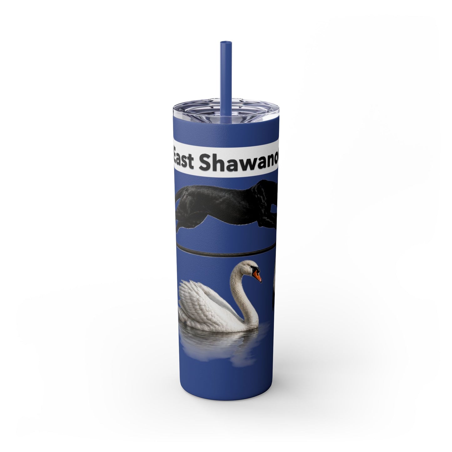 Shawnee East Skinny 20oz Tumbler with Straw — East Shawano River Swan & Otter Design