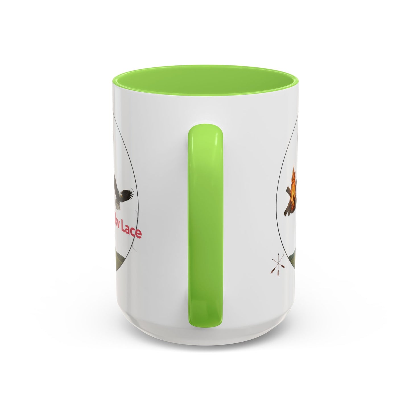 Kialegee Adventure Mug — 'Ekv Lace' Cross, Eagle & Campfire Ceramic Coffee Cup (11oz/15oz)
