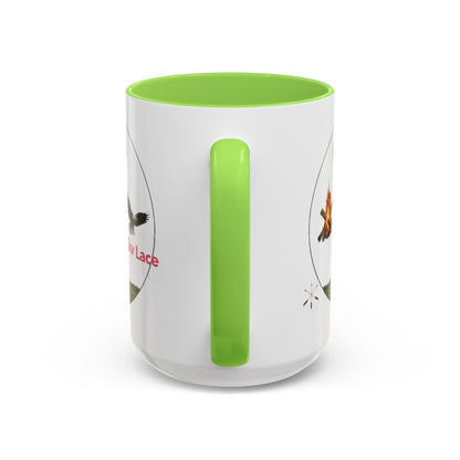 Kialegee Adventure Mug — 'Ekv Lace' Cross, Eagle & Campfire Ceramic Coffee Cup (11oz/15oz)