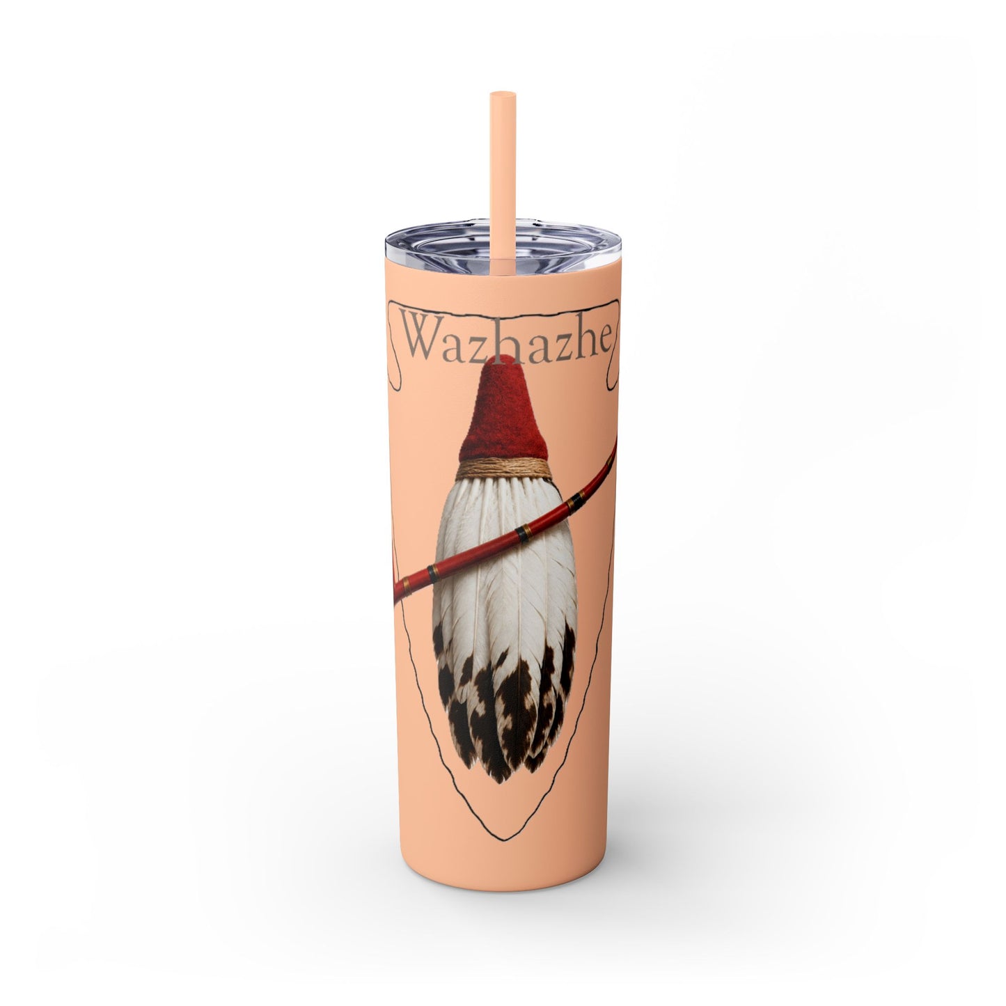 Osage Skinny Tumbler — Native Feather & Pipe Design 20oz Straw Cup