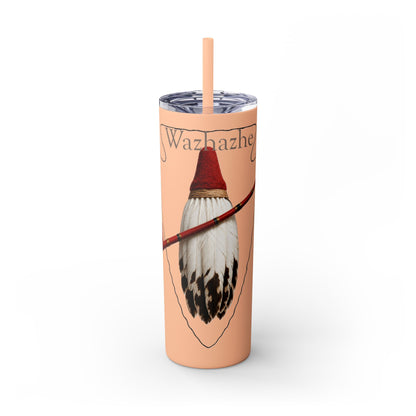 Osage Skinny Tumbler — Native Feather & Pipe Design 20oz Straw Cup