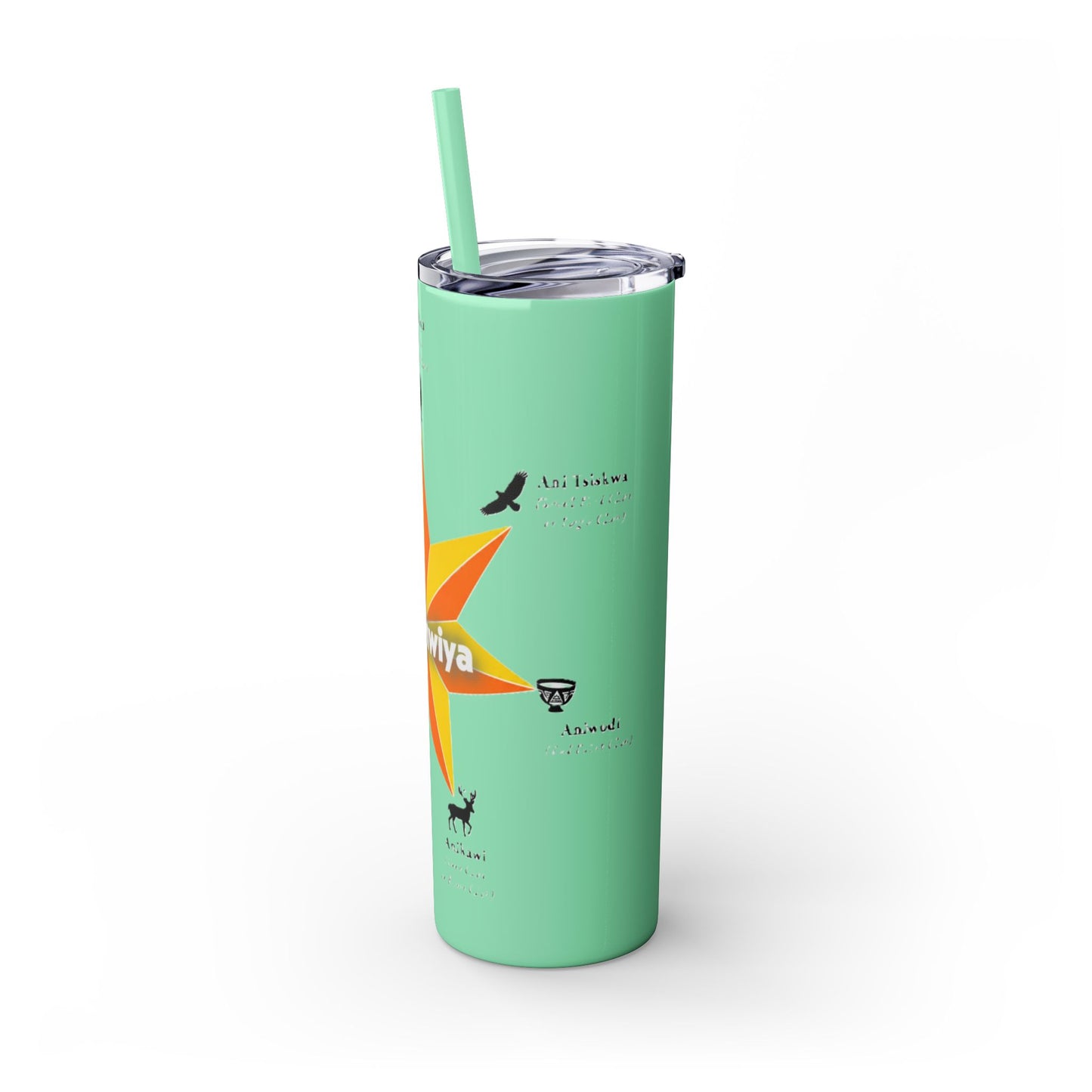 Cherokee 20oz Skinny Tumbler - Aniyunwiya Star Design with Straw