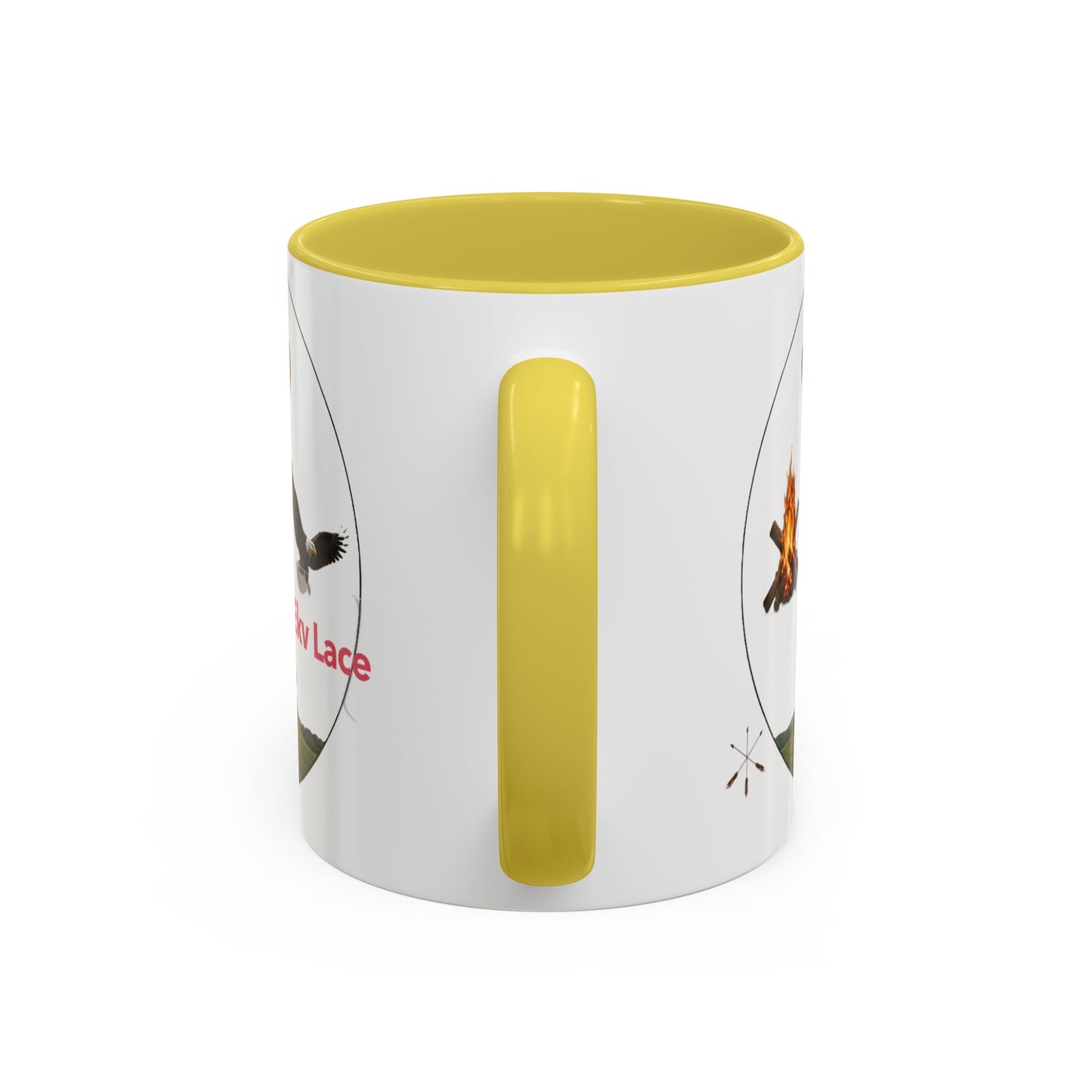 Kialegee Adventure Mug — 'Ekv Lace' Cross, Eagle & Campfire Ceramic Coffee Cup (11oz/15oz)