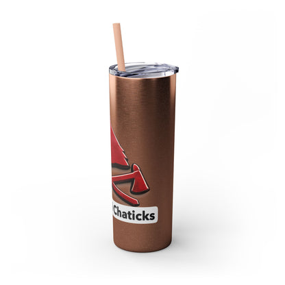 Pawnee Skinny Tumbler — Red Wolf Logo 20oz Insulated Tumbler with Straw
