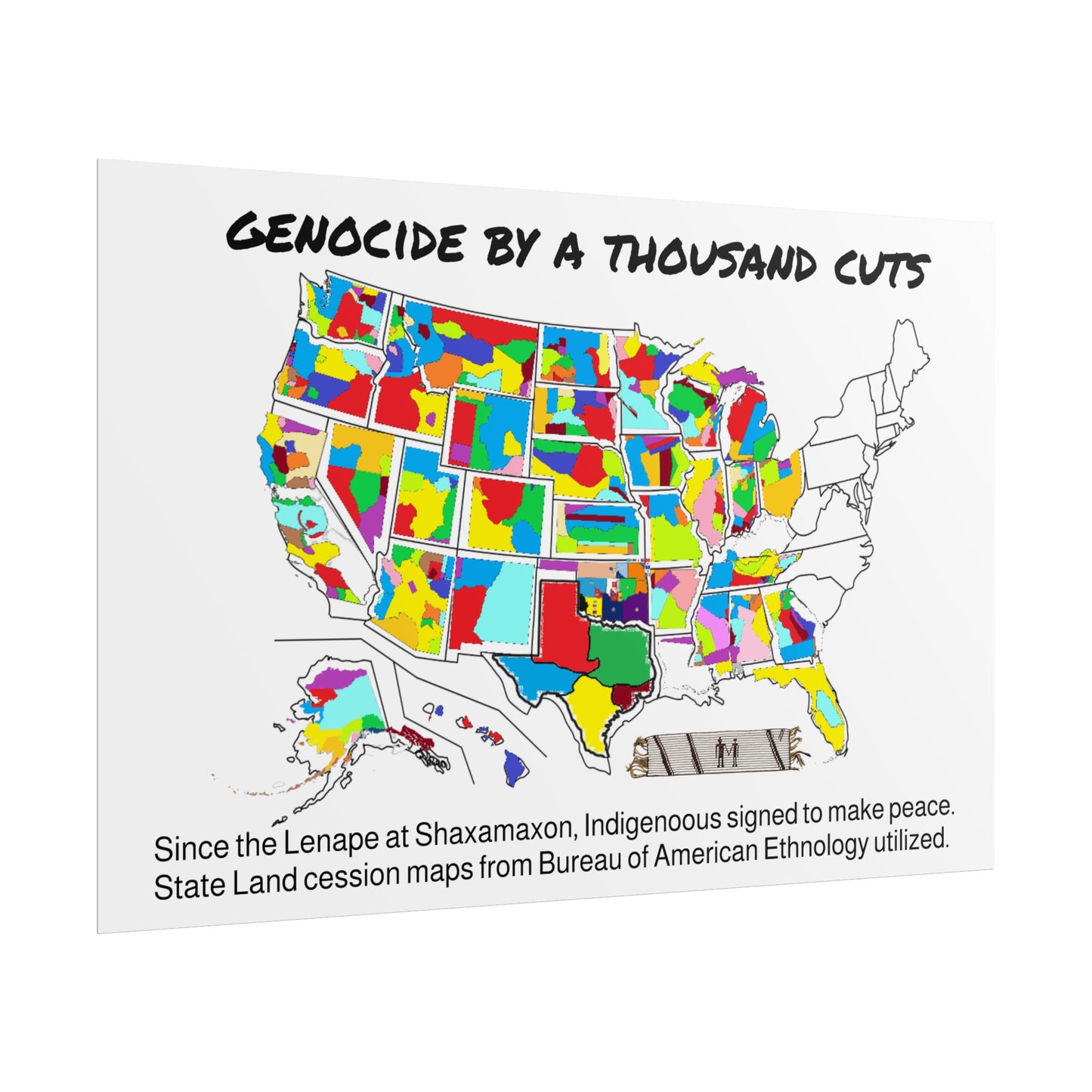 Land Cession Maps Rolled Poster — "Genocide by a Thousand Cuts" U.S. State Land Cession Map Poster