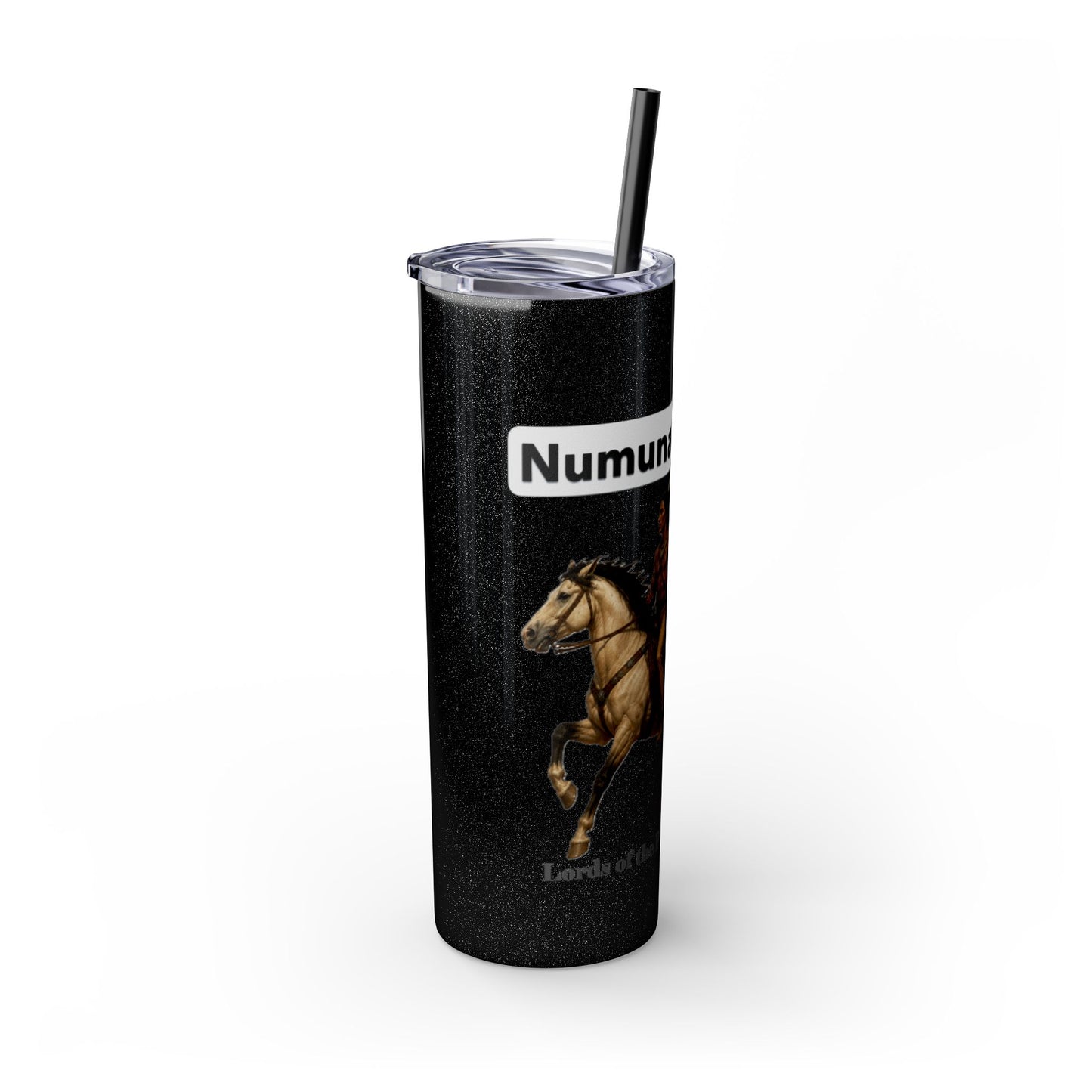 Comanche Numunah Warrior Horse 20oz Skinny Tumbler with Straw — Native American Inspired Travel Cup