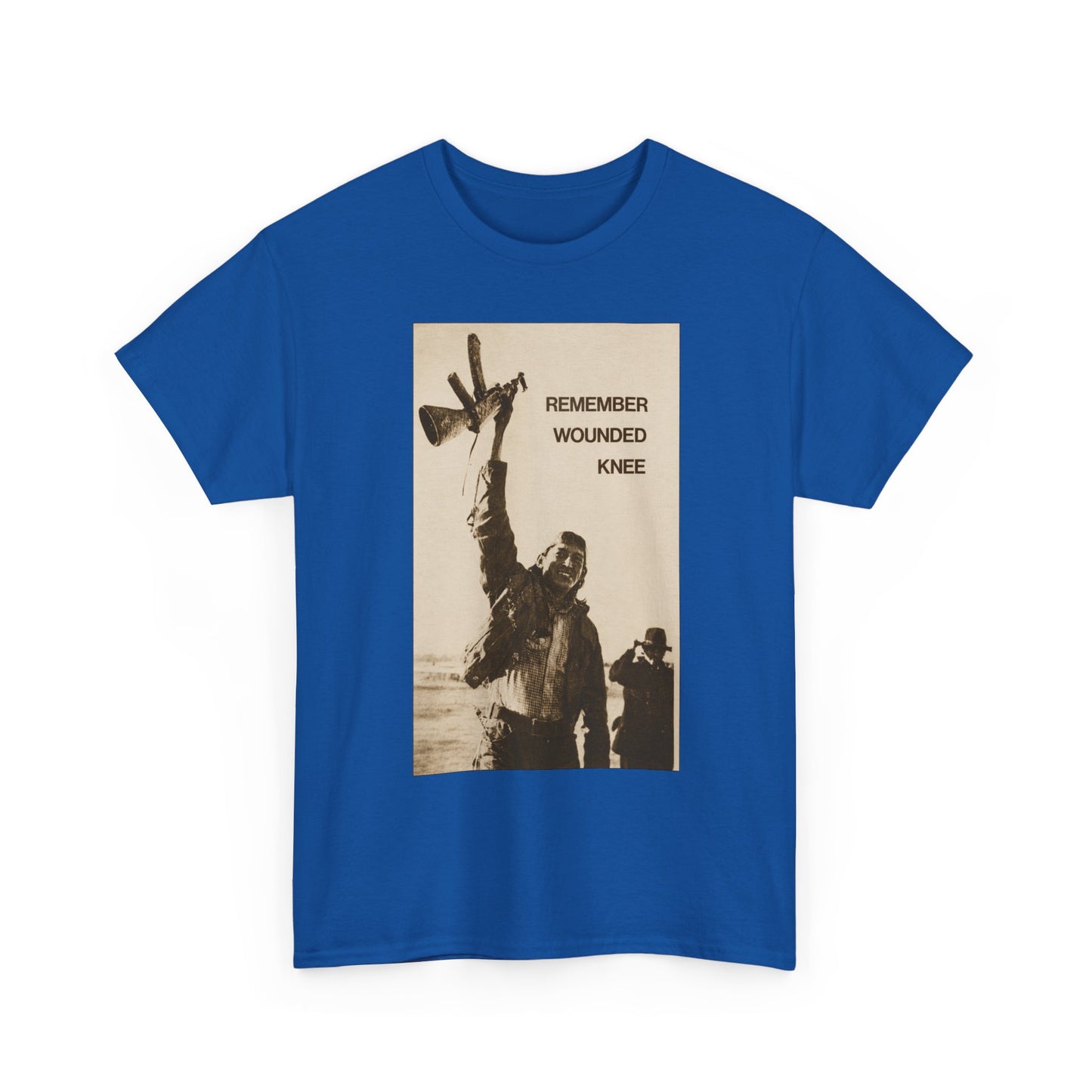 T-Shirt — 'Remember Wounded Knee' Historical Protest Tee with Arrow Emblem
