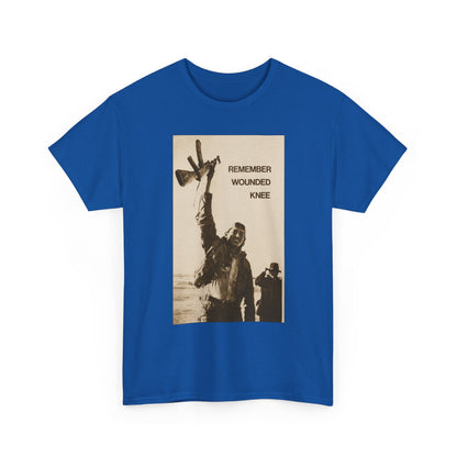 T-Shirt — 'Remember Wounded Knee' Historical Protest Tee with Arrow Emblem