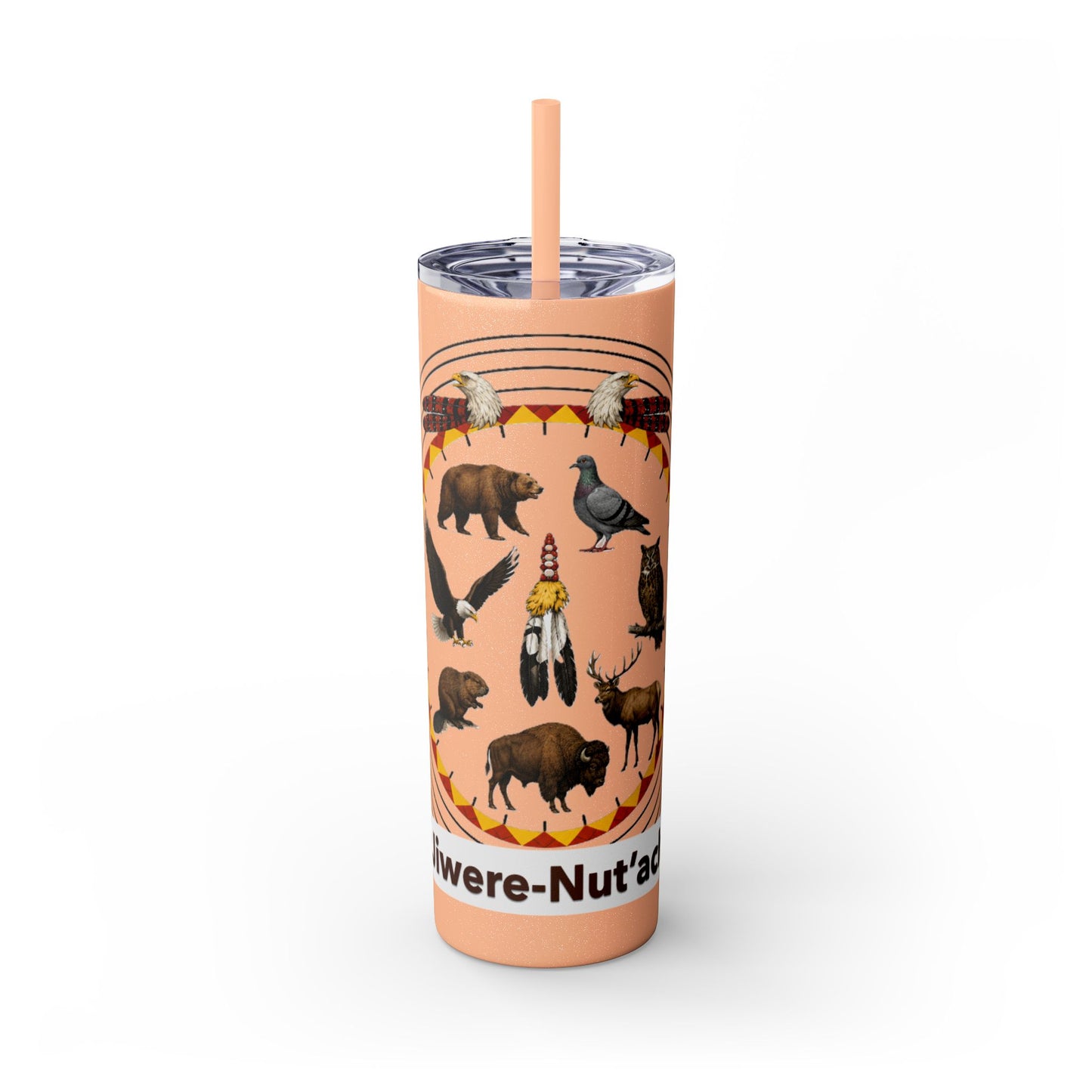 Otoe Missouria Native Animal Medicine Wheel 20oz Skinny Tumbler with Straw