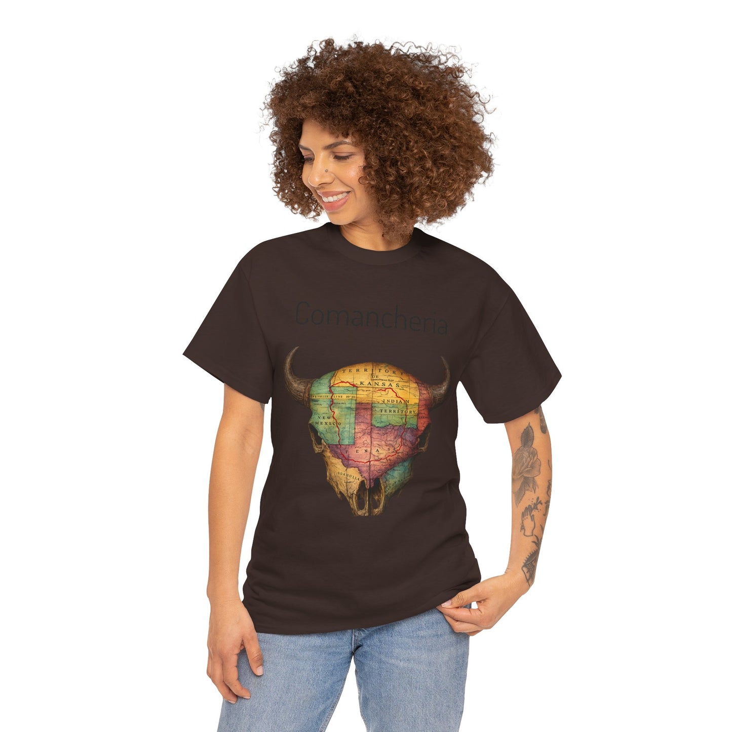 Comancheria Buffalo Skull T-Shirt — Western Map Graphic Tee