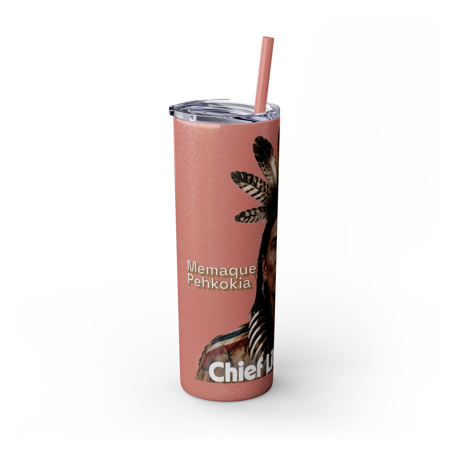 Miami 20oz Skinny Tumbler with Straw — Native Chief Portrait Travel Cup