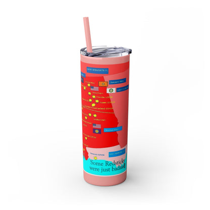 Opothleyahola Skinny Tumbler – Colorful Native American Portrait Design, 20oz Stainless Straw Cup