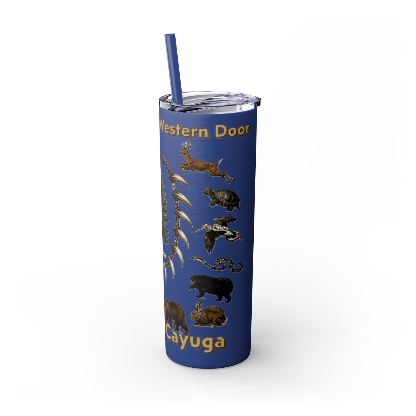 Seneca Cayuga Skinny Tumbler with Straw, 20oz