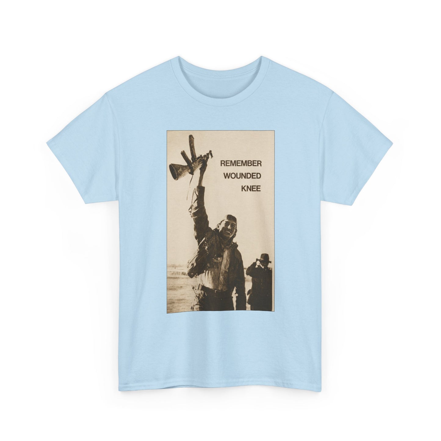 T-Shirt — 'Remember Wounded Knee' Historical Protest Tee with Arrow Emblem