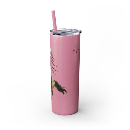 Comanche Numunah Warrior Horse 20oz Skinny Tumbler with Straw — Native American Inspired Travel Cup