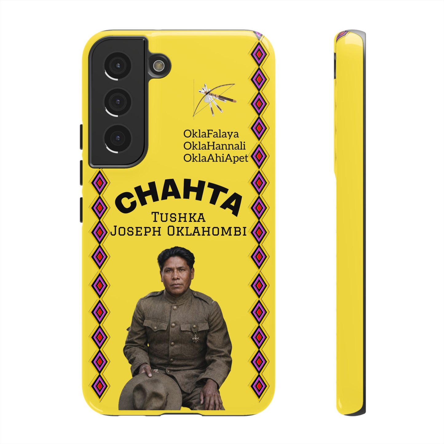 Chahta Tushka Joseph Oklahombi Yellow Phone Case — Native American Tribute Protective Cover