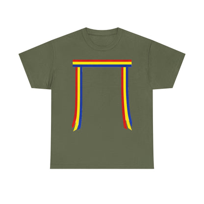Ribbon & Arrows T‑Shirt — Minimal Tribal Ribbon Front with Crossed Arrows Back