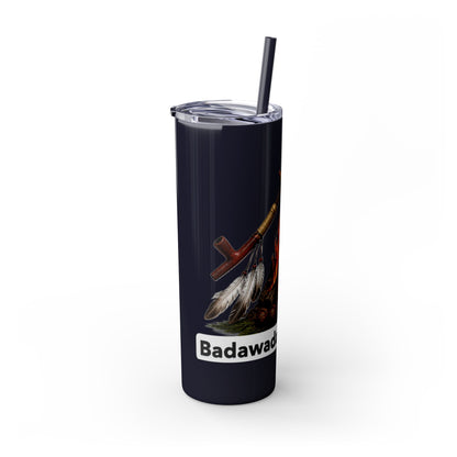 Pottawatomie Campfire Badge Skinny Tumbler 20oz — Badawadame Nation Design