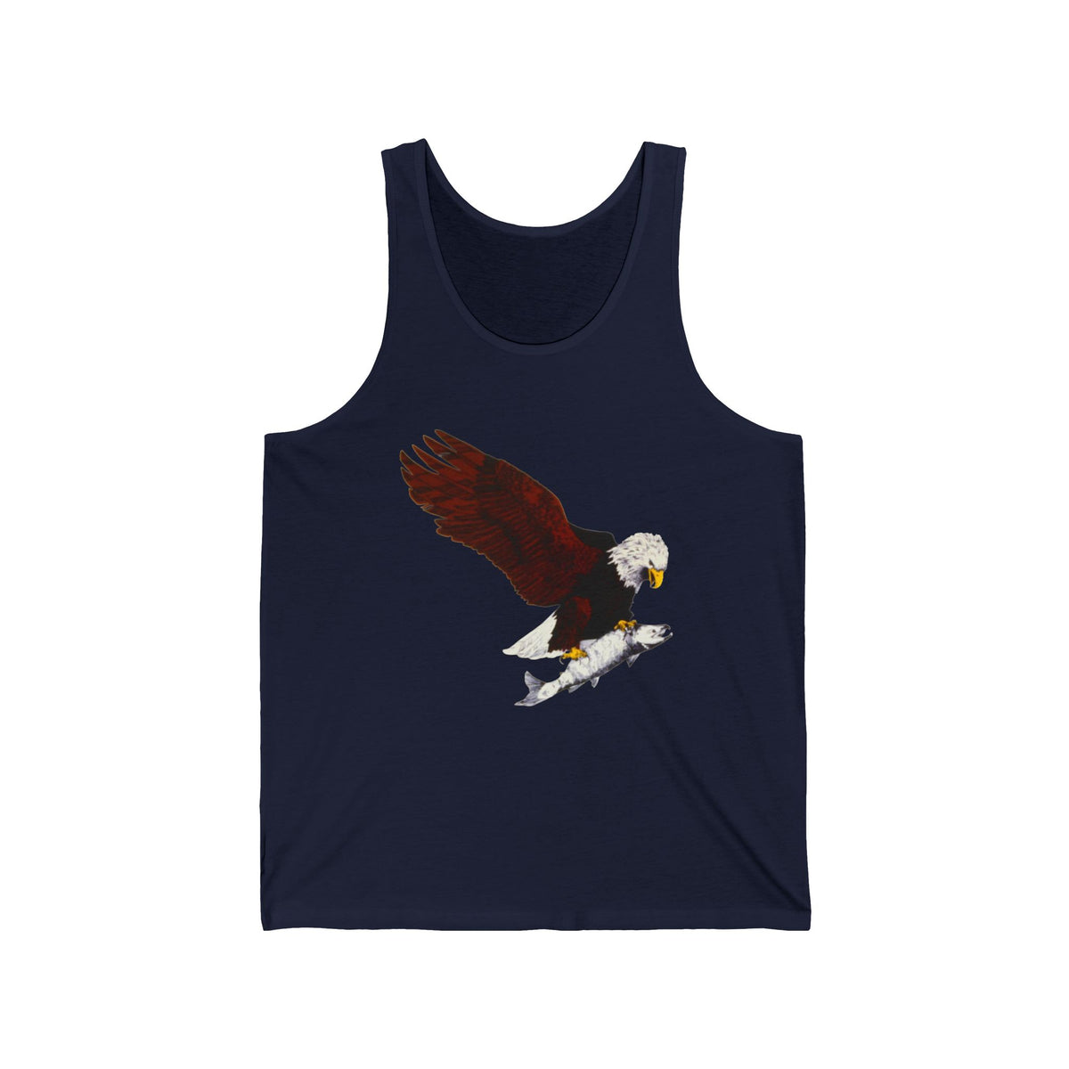 Eagle & Salmon Tank Top — Vintage Patriotic Graphic Muscle Tee