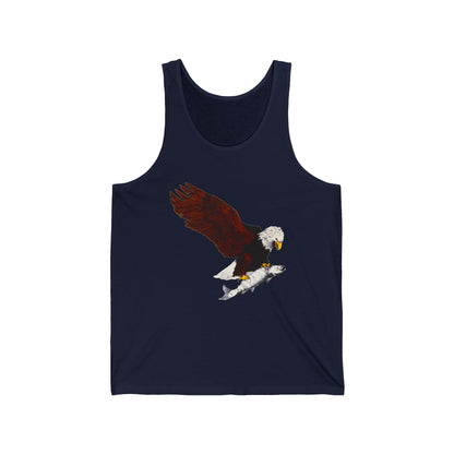 Eagle & Salmon Tank Top — Vintage Patriotic Graphic Muscle Tee