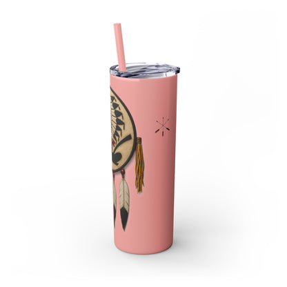 Iowa 20oz Skinny Tumbler with Native Dreamcatcher Design - 'Pahodje' Travel Straw Cup