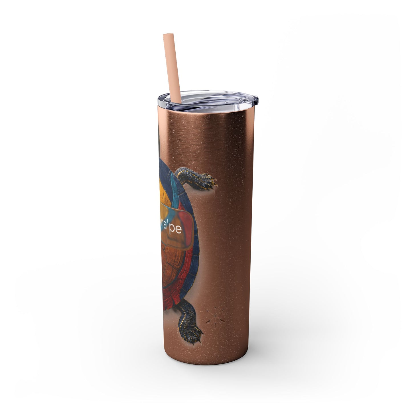 Delaware West Turtle Skinny Tumbler 20oz — Colorful Sea Turtle Travel Cup with Straw