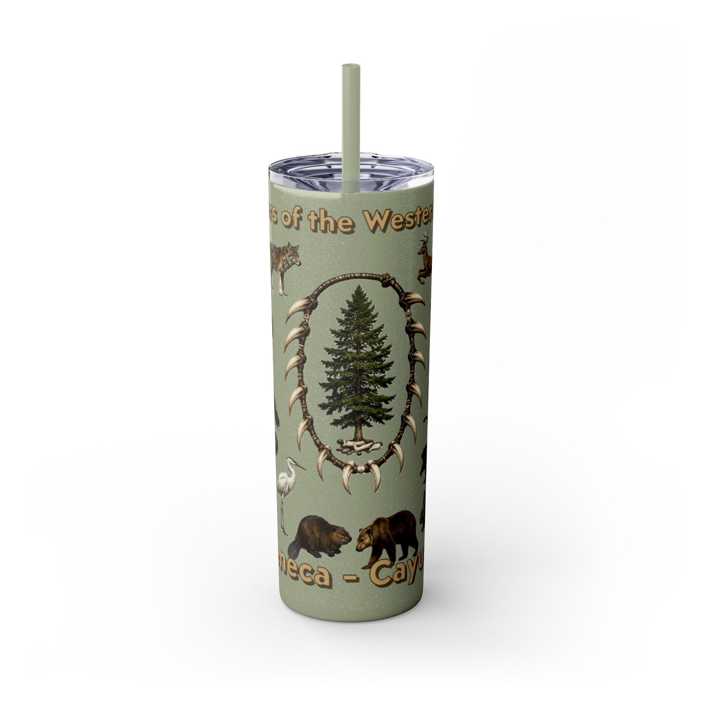 Seneca Cayuga Skinny Tumbler with Straw, 20oz