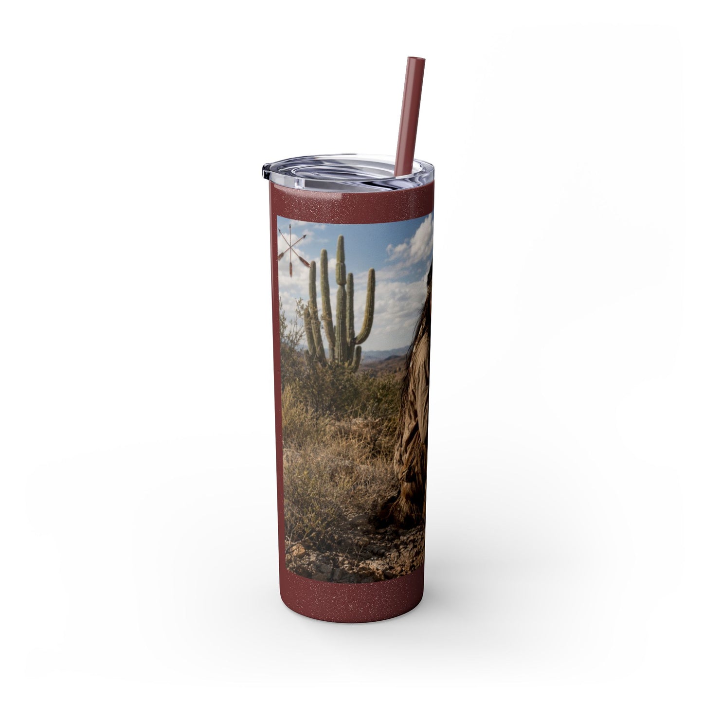 Ft. Sill Apache 20oz Skinny Tumbler with Desert Native Warrior Photo Wrap