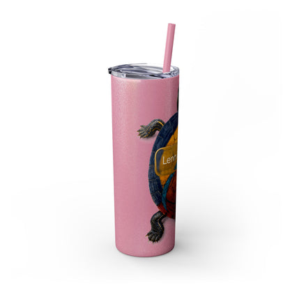 Delaware West Turtle Skinny Tumbler 20oz — Colorful Sea Turtle Travel Cup with Straw