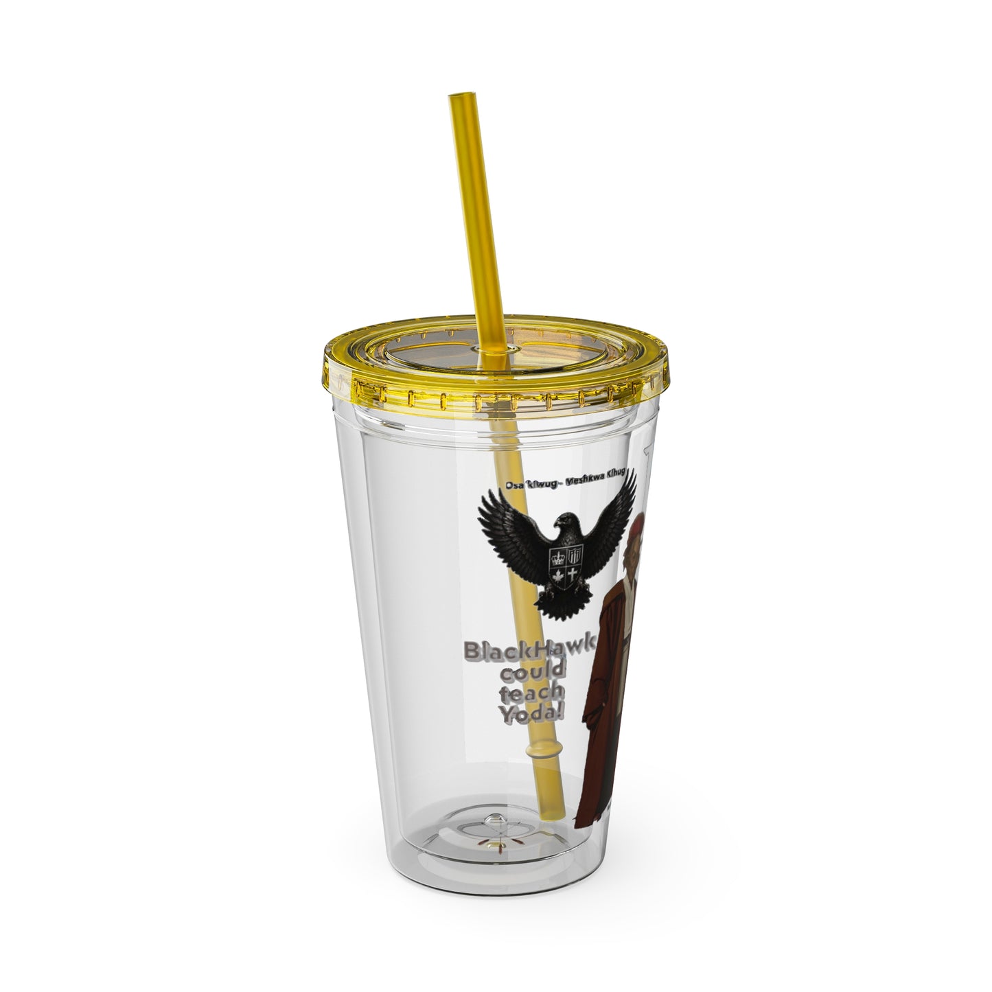 Blackhawk 16oz Tumbler with Straw — Illustrated Map & Raven Design