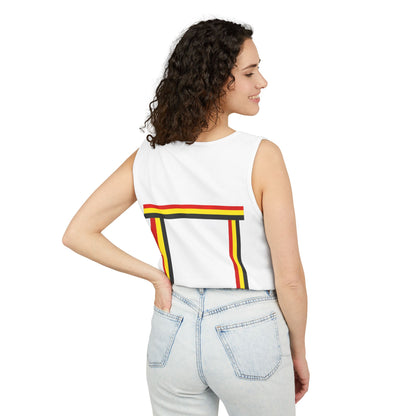 Ribbon shirt inspired Tank Top — Red Black Gold Striped Graphic Tank