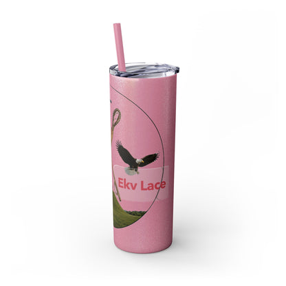Kialegee 20oz Skinny Tumbler — Faith & Outdoor Lacrosse Design with Cross, Sticks, Campfire