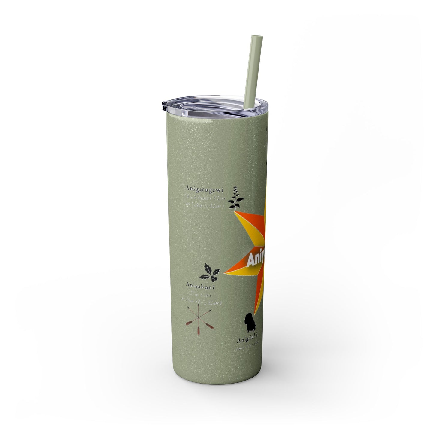 Cherokee 20oz Skinny Tumbler - Aniyunwiya Star Design with Straw