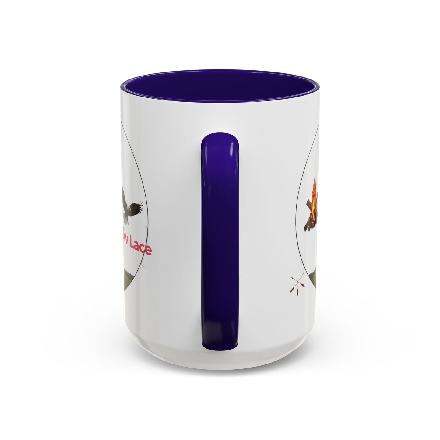 Kialegee Adventure Mug — 'Ekv Lace' Cross, Eagle & Campfire Ceramic Coffee Cup (11oz/15oz)