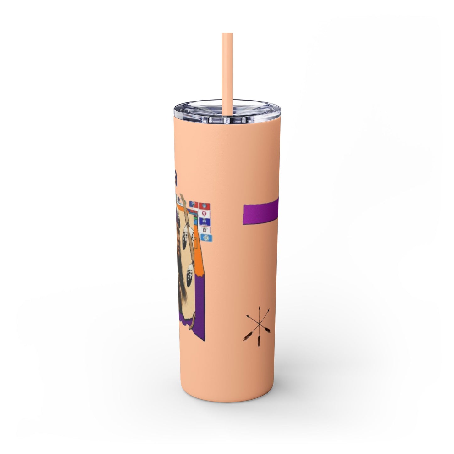 Apache 20oz Skinny Tumbler with Straw — Colorful Retro Design "Naishade"